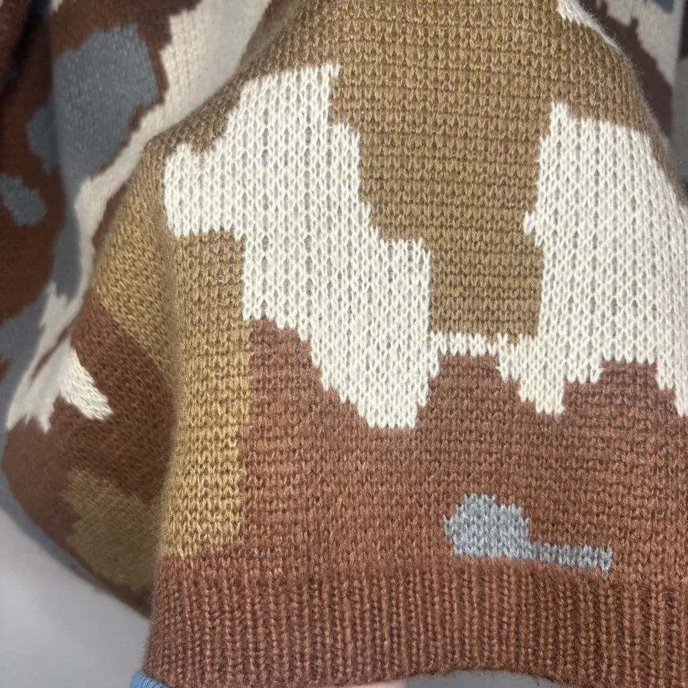 POL Neutral Camouflage open cardigan brown and blue with front pockets size L